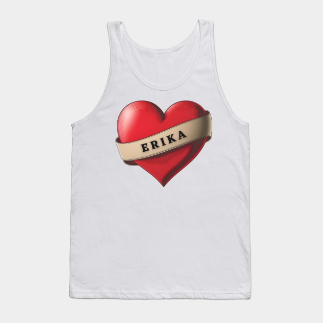 Erika - Lovely Red Heart With a Ribbon Tank Top by Allifreyr@gmail.com